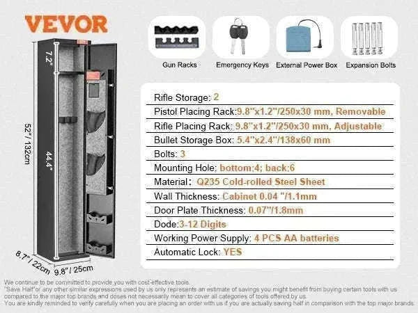 Rifle Gun Safe Cabinet with Digital Keypad or Fingerprint Lock-6-8 with Locker / spain