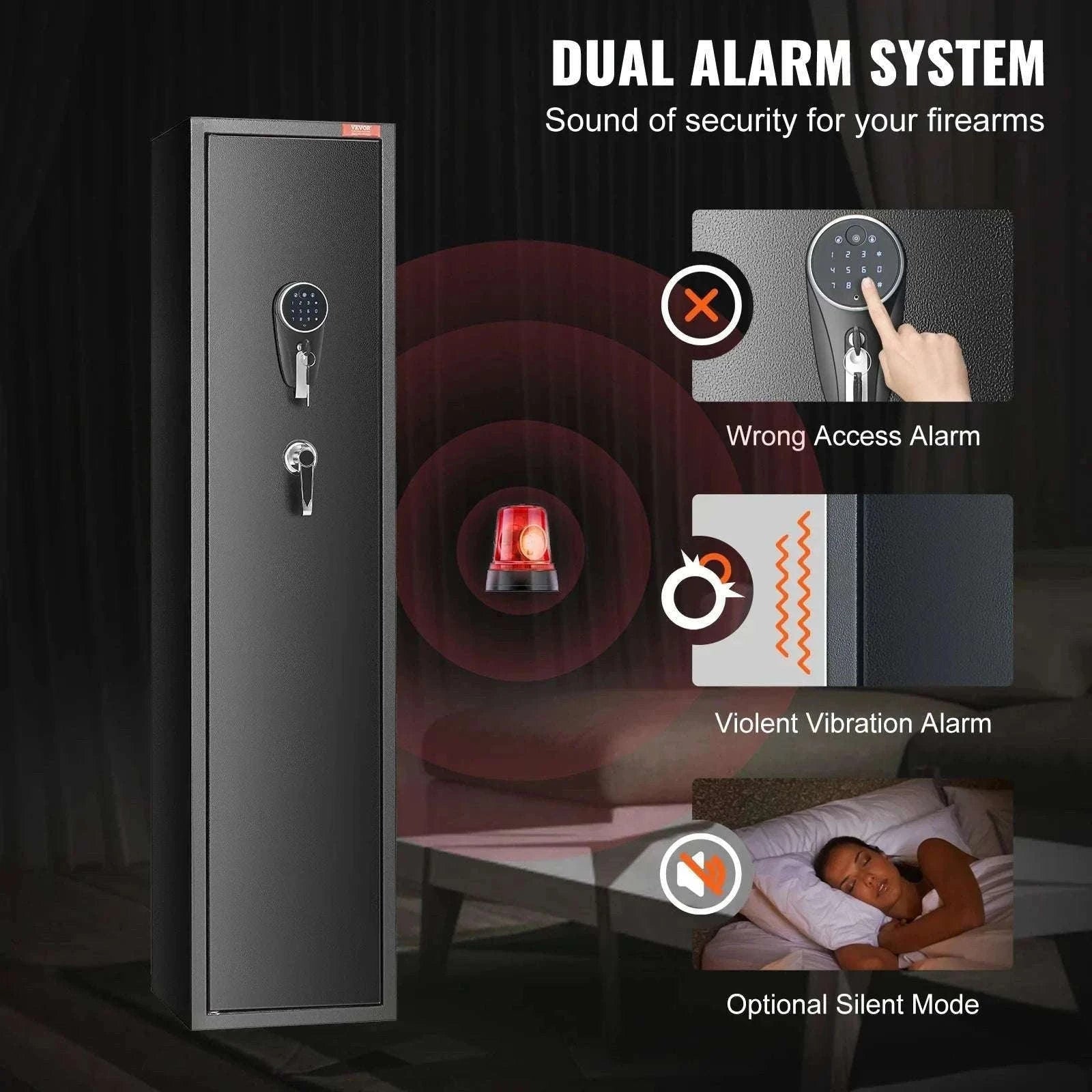 Rifle Gun Safe Cabinet with Digital Keypad or Fingerprint Lock-6-8 with Locker / spain