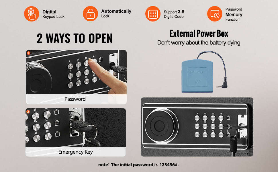 Rifle Gun Safe with Digital Keypad Lock and Removable Shelf-8 to 10 Rifles / United States