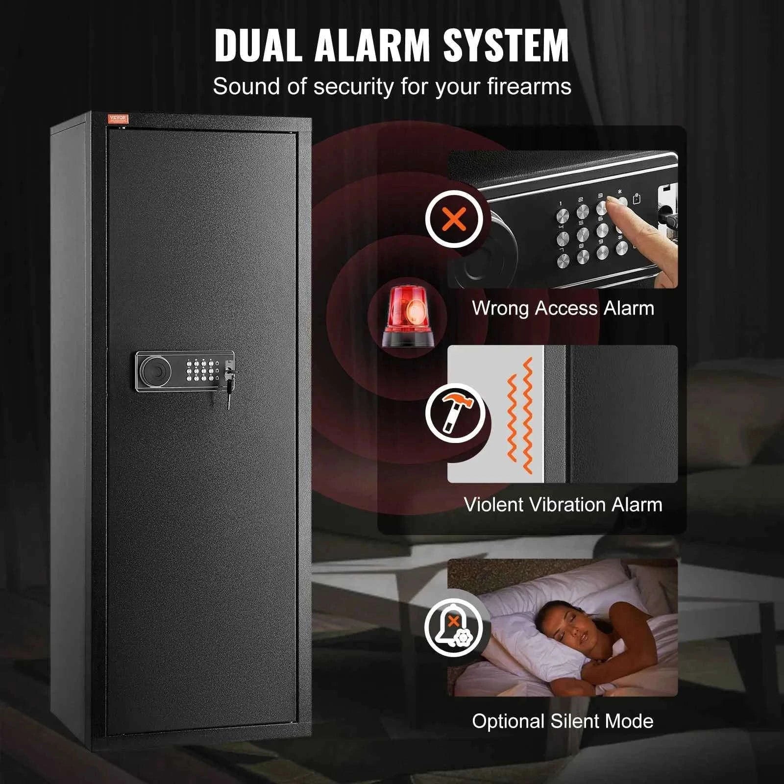 Rifle Gun Safe with Digital Keypad Lock and Removable Shelf-8 to 10 Rifles / United States