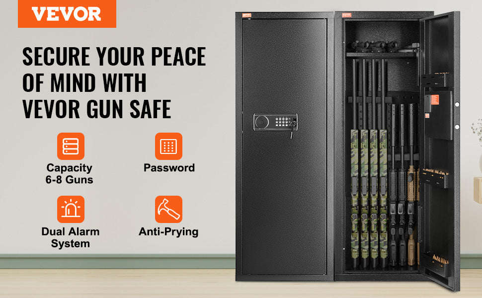 Rifle Gun Safe with Digital Keypad Lock and Removable Shelf-8 to 10 Rifles / United States
