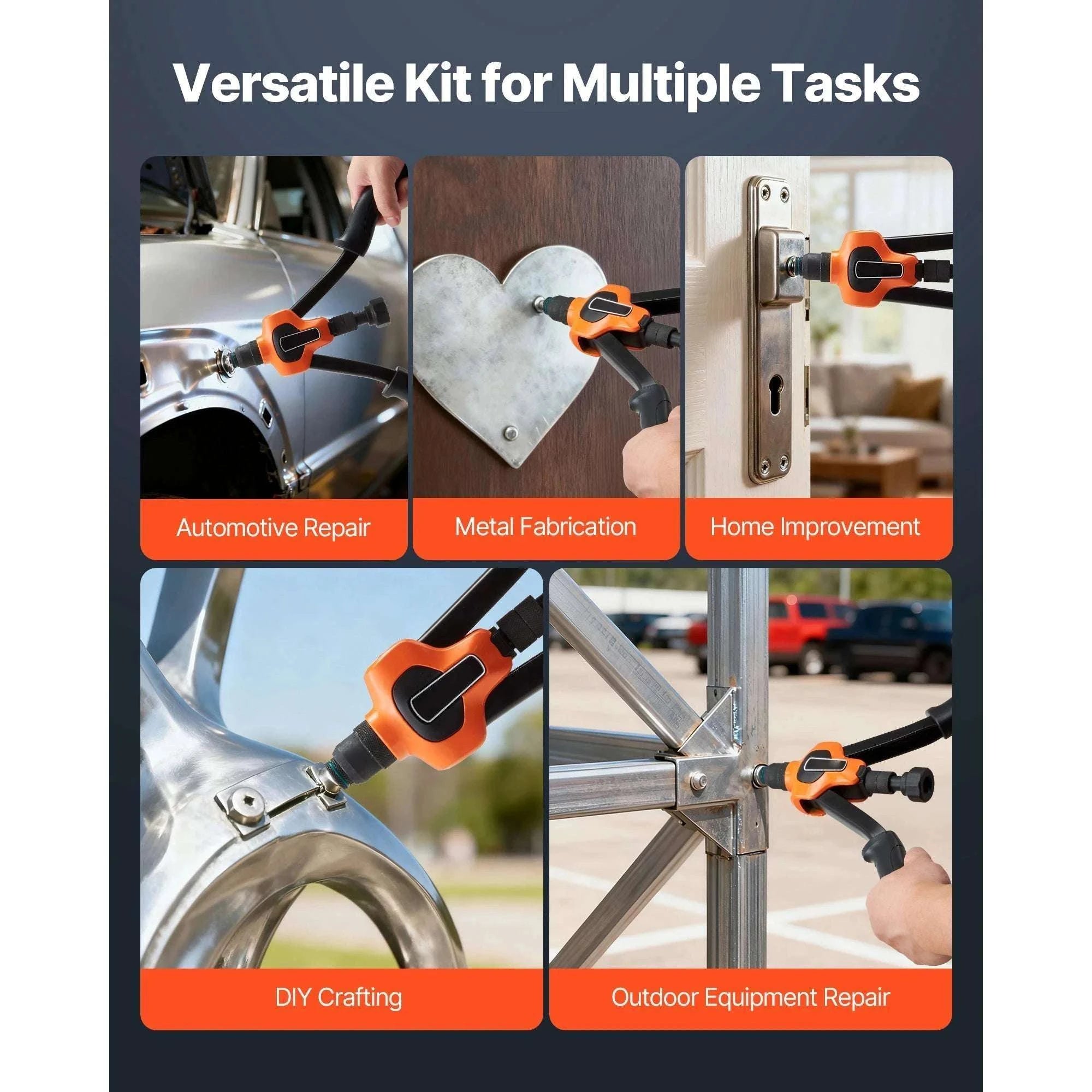 Rivet Nut Tool Kit with Mandrels & Nuts Metric SAE Set-9in B / United States