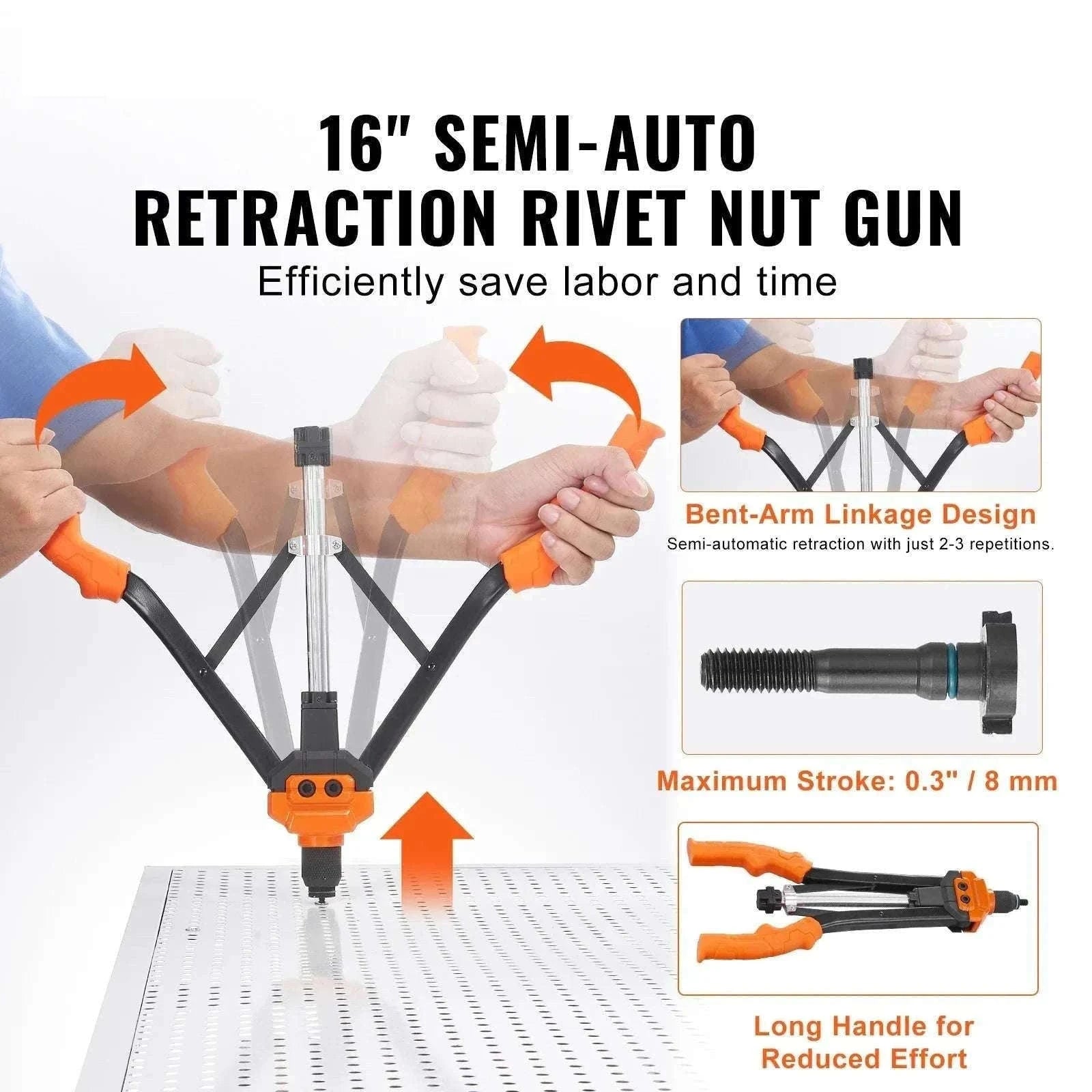 Rivet Nut Tool Kit with Metric & SAE Mandrels and Case Set-16in 186pcs None / United States