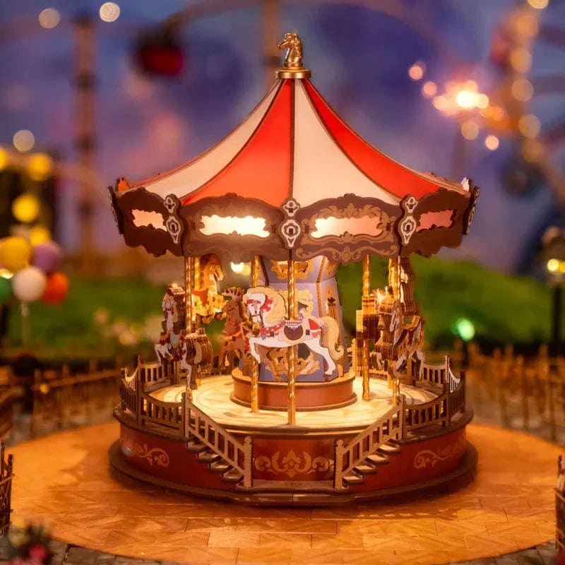 Robotime Rolife Classic Carousel Music Box 3D Wooden Puzzle-Classic Carousel / UNITED KINGDOM