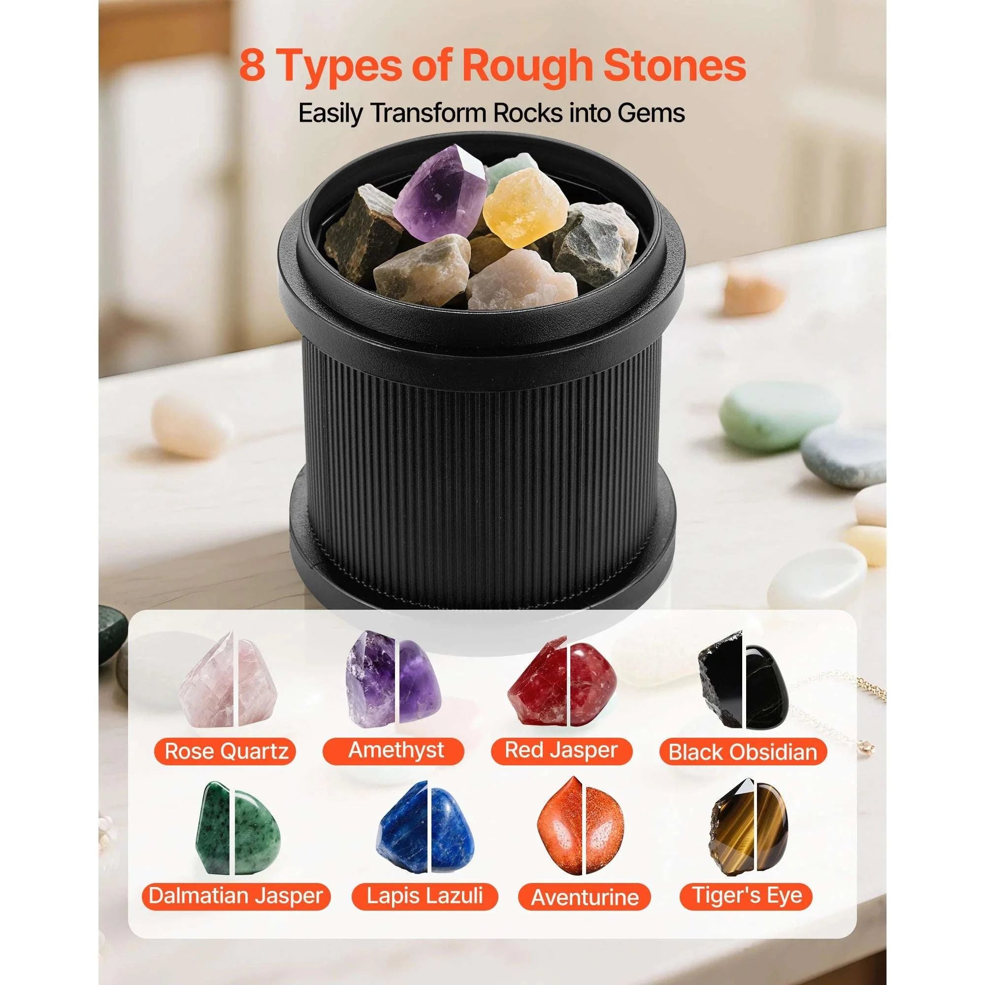 Rock Tumbler Kit with 4 Speeds & 9-Day Timer Polishing Kit-4 lbs / United States