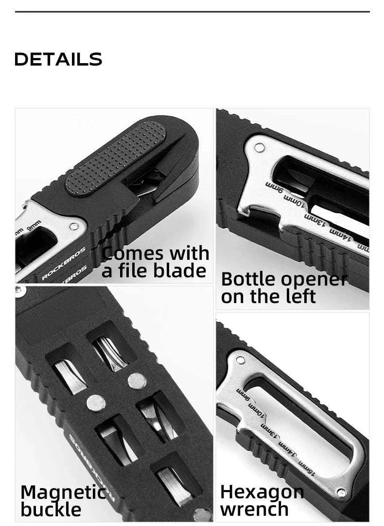 ROCKBROS Bicycle Multi-Tool Kit with Ratchet Wrench & Tire Levers-Default Title