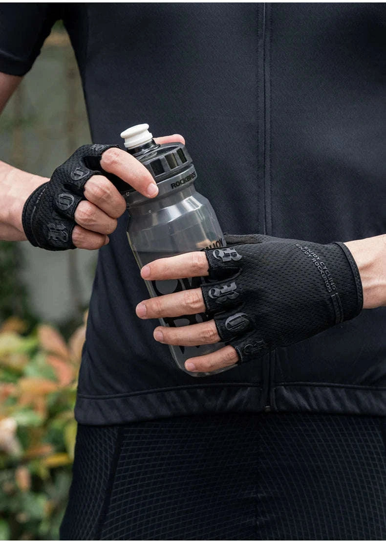 ROCKBROS Half Finger Cycling Gloves Breathable Shock Absorbing Fit-S360-B / M