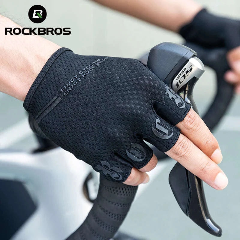 ROCKBROS Half Finger Cycling Gloves Breathable Shock Absorbing Fit-S360-B / M