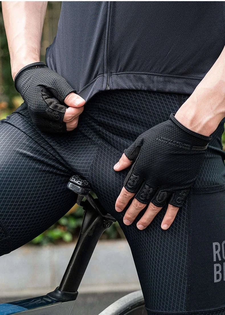ROCKBROS Half Finger Cycling Gloves Breathable Shock Absorbing Fit-S360-B / M