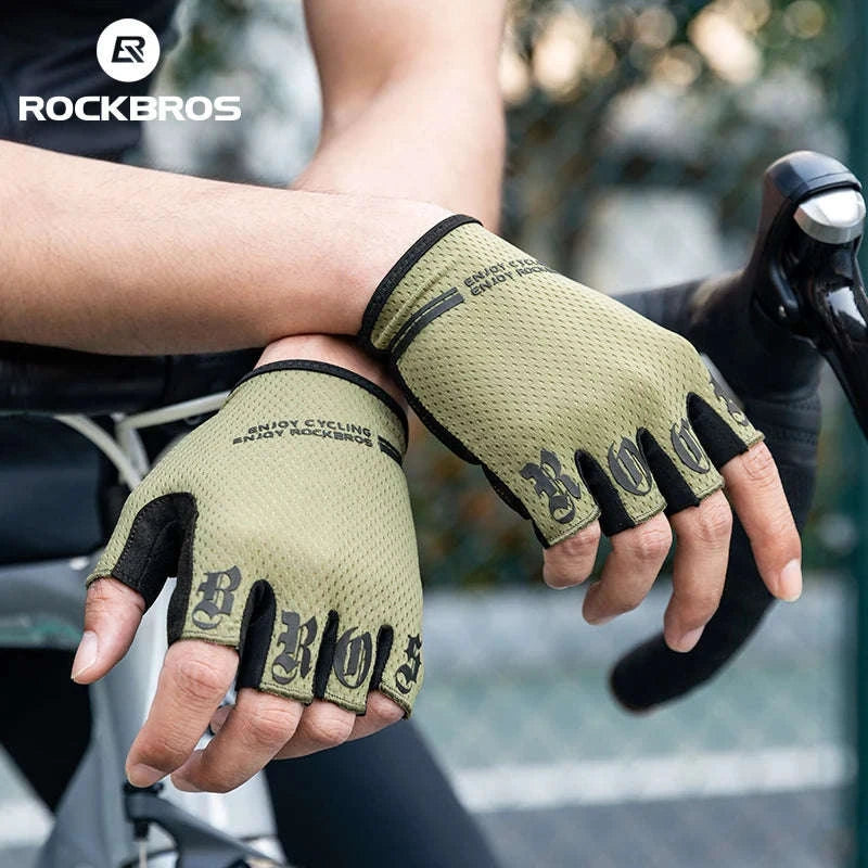 ROCKBROS Half Finger Cycling Gloves Breathable Shock Absorbing Fit-S360-B / M