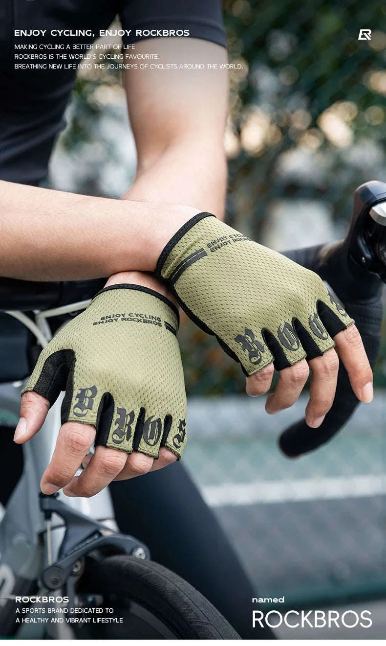 ROCKBROS Half Finger Cycling Gloves Breathable Shock Absorbing Fit-S360-B / M