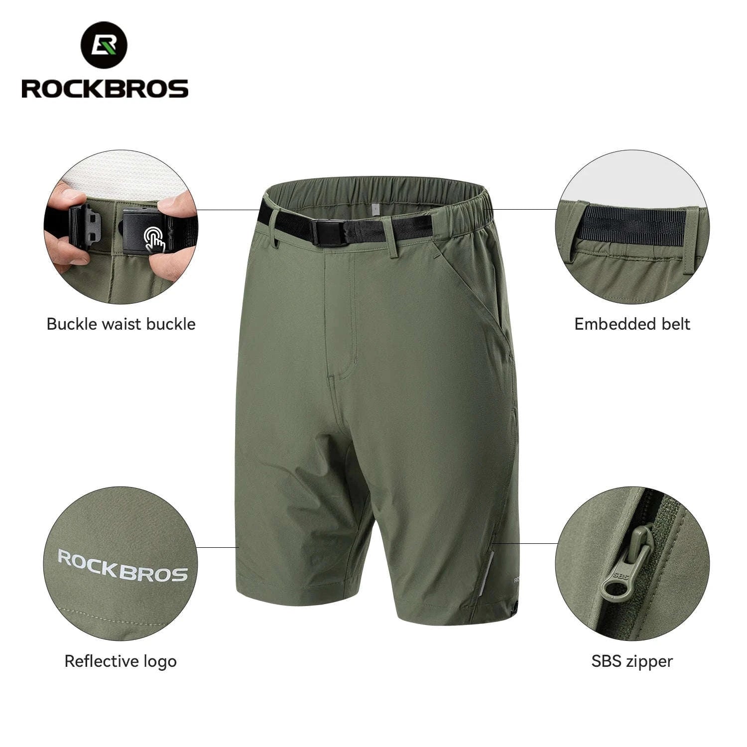 ROCKBROS Quick Dry Cycling Shorts with Belt for Running & Hiking-YPK055 / EUR 4XL