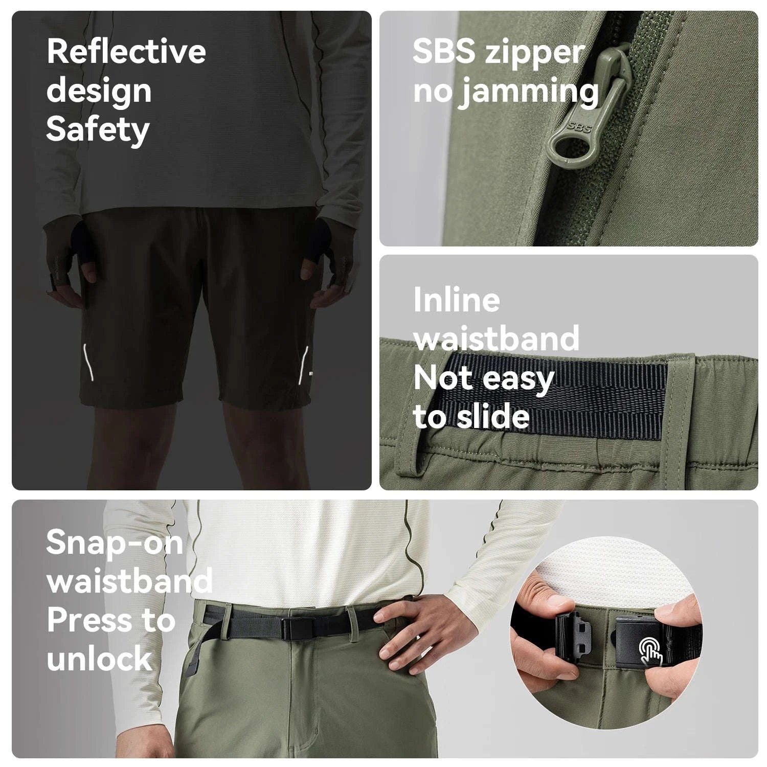 ROCKBROS Quick Dry Cycling Shorts with Belt for Running & Hiking-YPK055 / EUR 4XL