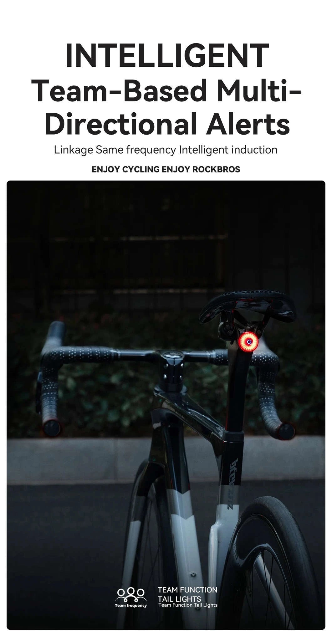 ROCKBROS Smart Bike Tail Light with Brake Sensing & Solar Power-24120010001