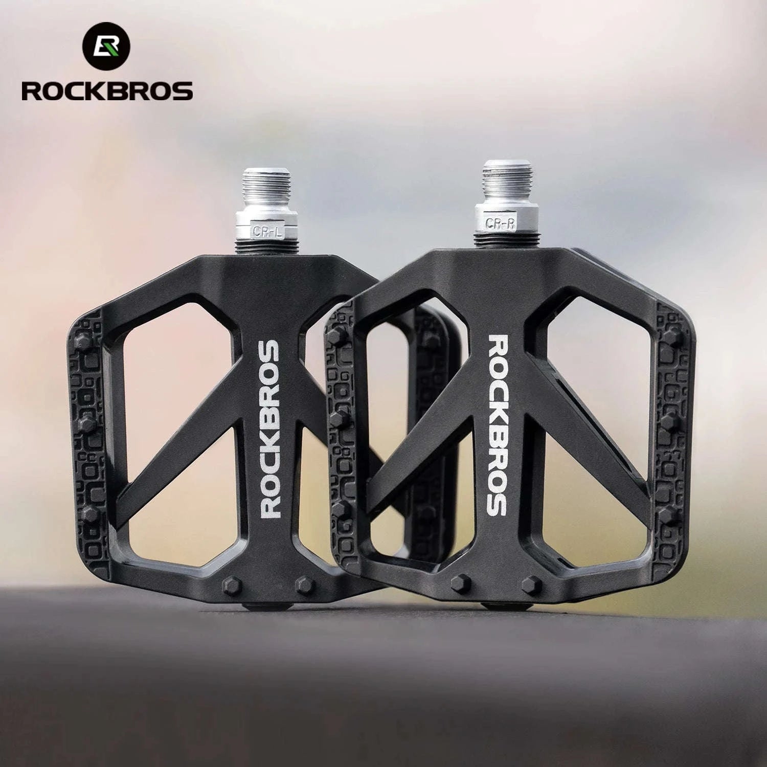 ROCKBROS Wide Platform Bike Pedals Anti-Skid Bearing MTB Road Cycling-Black