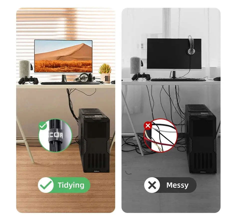 Rocoren Cable Organizer Wire Winder – Tangle-Free Cord Control for Home & Office-5M Black