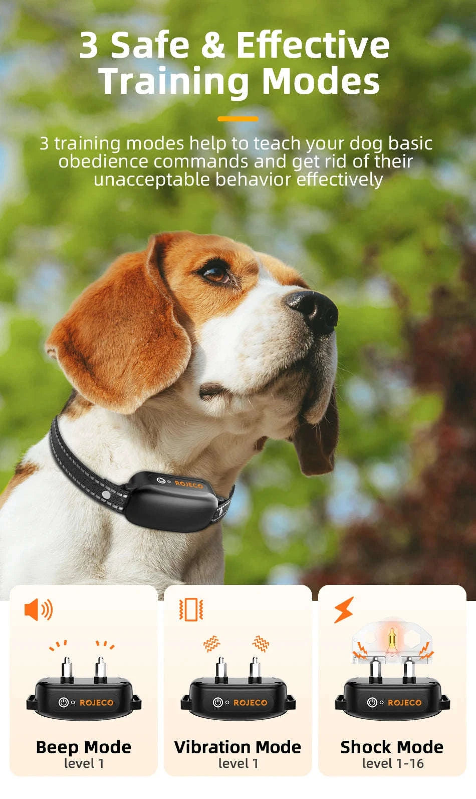 ROJECO Electric Dog Training Collar with Remote Control-TC028 1 Collar