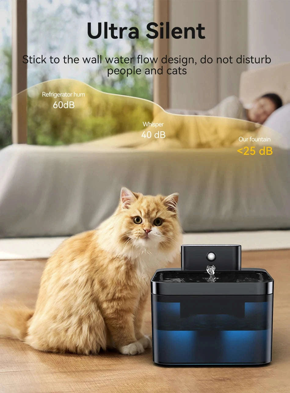 ROJECO Wireless Automatic Cat Water Fountain-Black / 2.2L