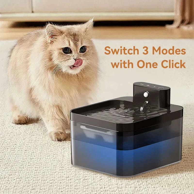 ROJECO Wireless Automatic Cat Water Fountain-Black / 2.2L