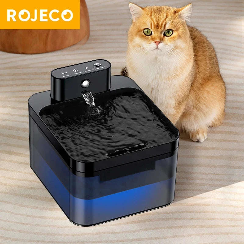 ROJECO Wireless Automatic Cat Water Fountain-Black / 2.2L
