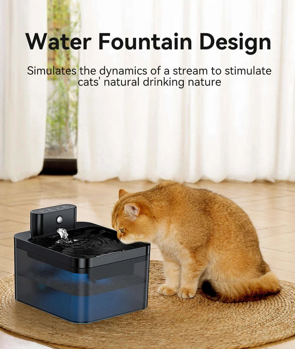 ROJECO Wireless Automatic Cat Water Fountain-Black / 2.2L