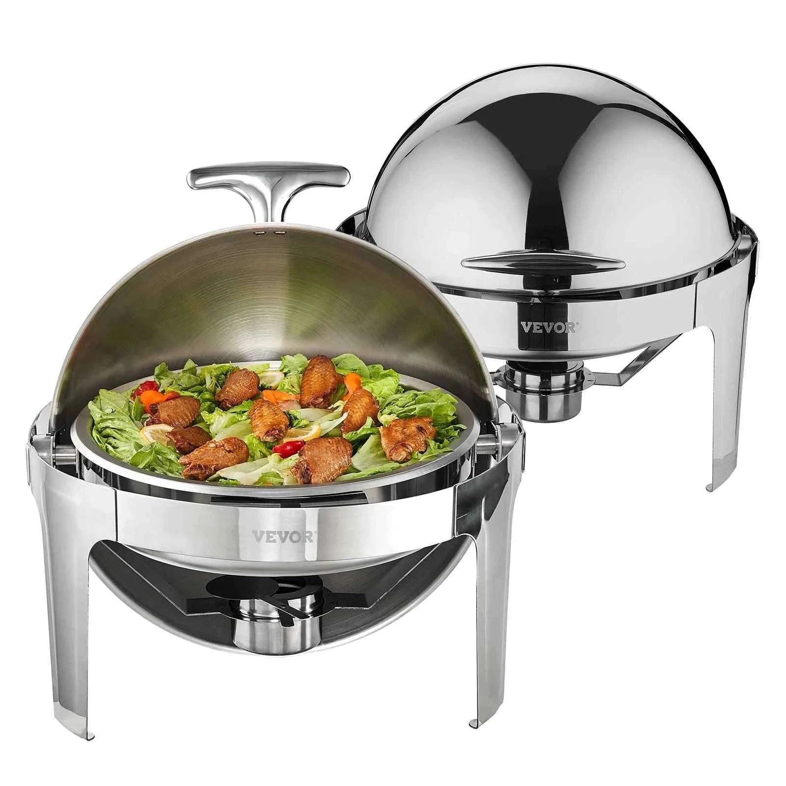 Roll Top Chafing Dish Buffet Set 6 Qt 2 Pack Stainless Steel-6QT 2 Packs / CZECH REPUBLIC
