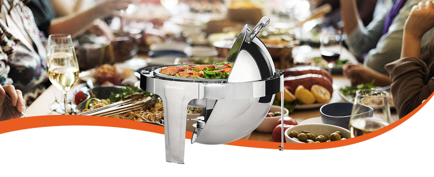 Roll Top Chafing Dish Buffet Set 6 Qt 2 Pack Stainless Steel-6QT 2 Packs / CZECH REPUBLIC