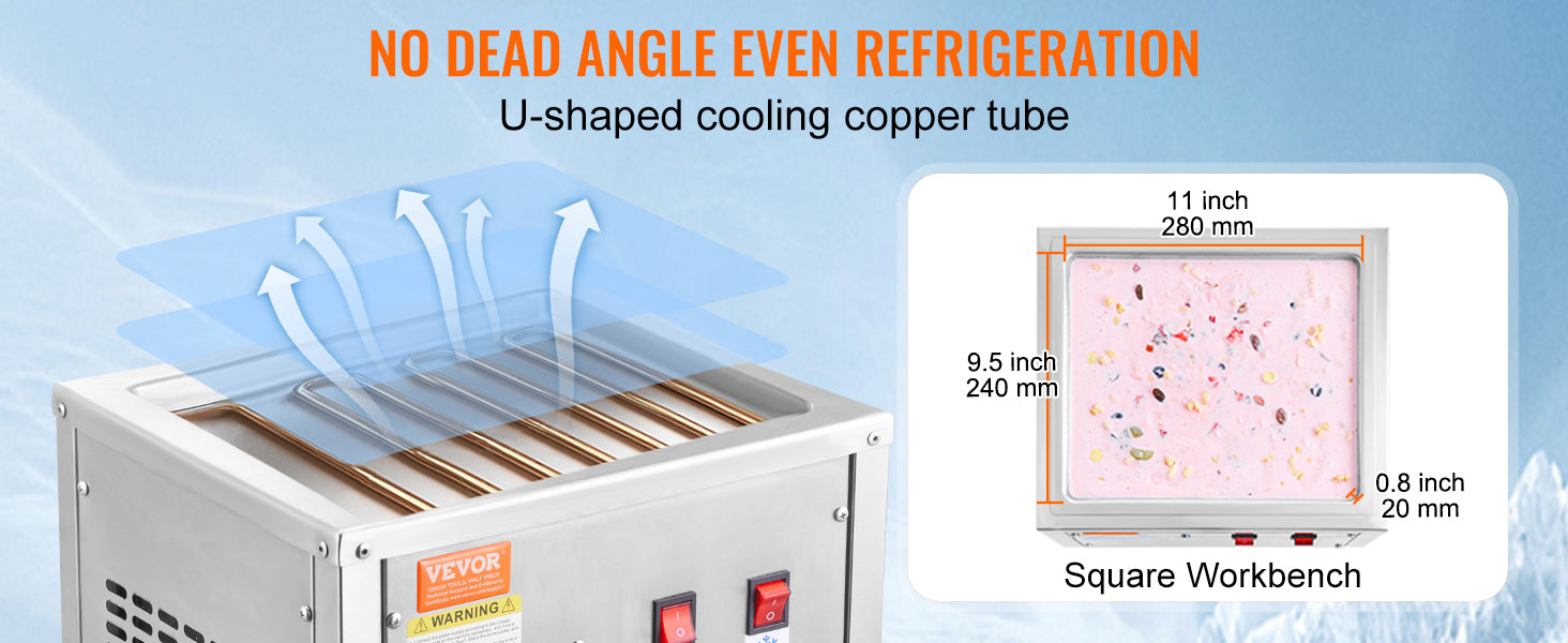 Rolled Ice Cream Maker with Compressor Stainless Steel 500W