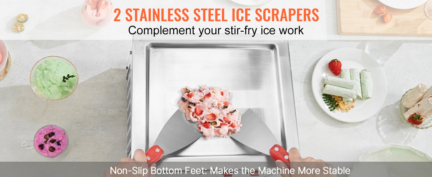 Rolled Ice Cream Maker with Compressor Stainless Steel 500W