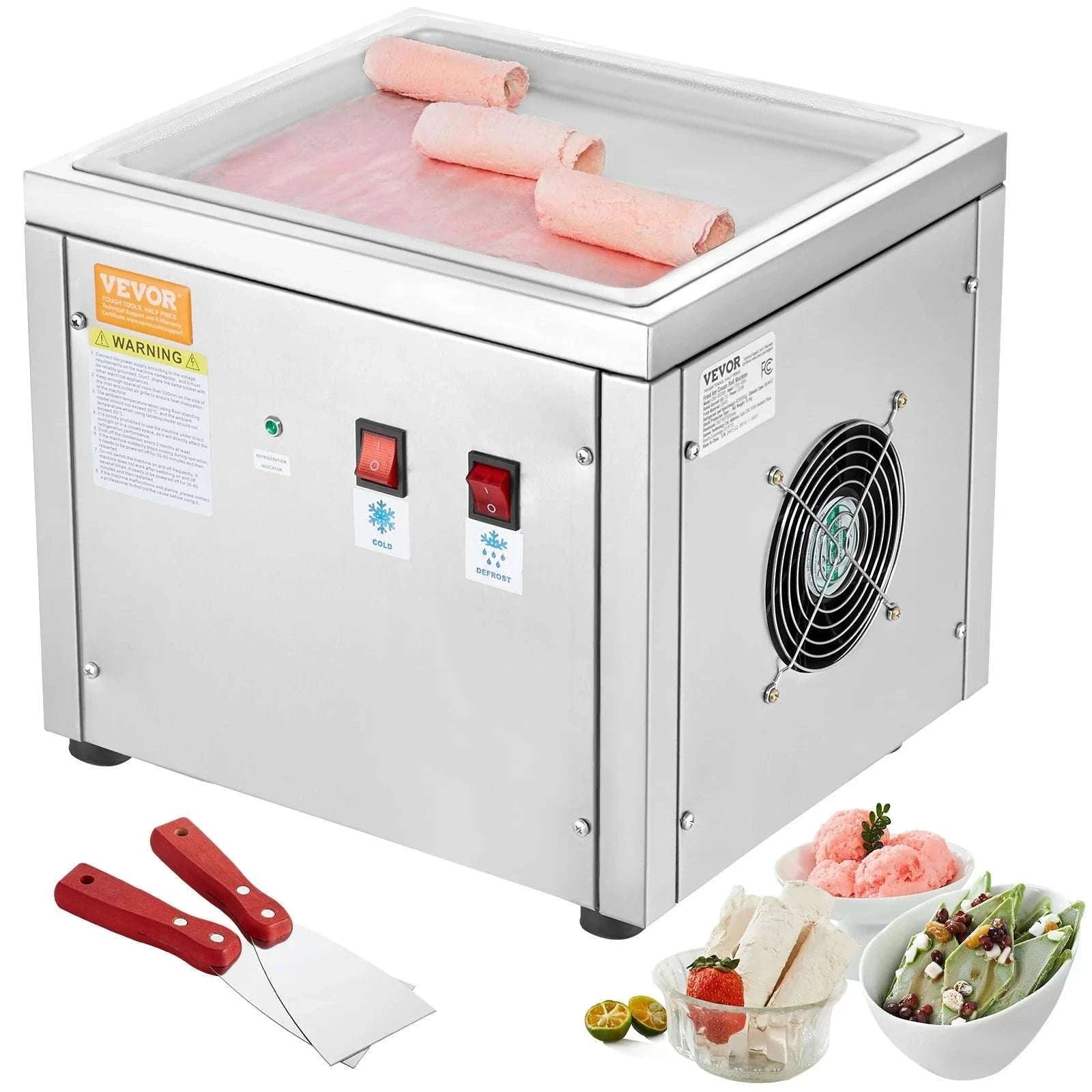 Rolled Ice Cream Maker with Compressor Stainless Steel 500W-france