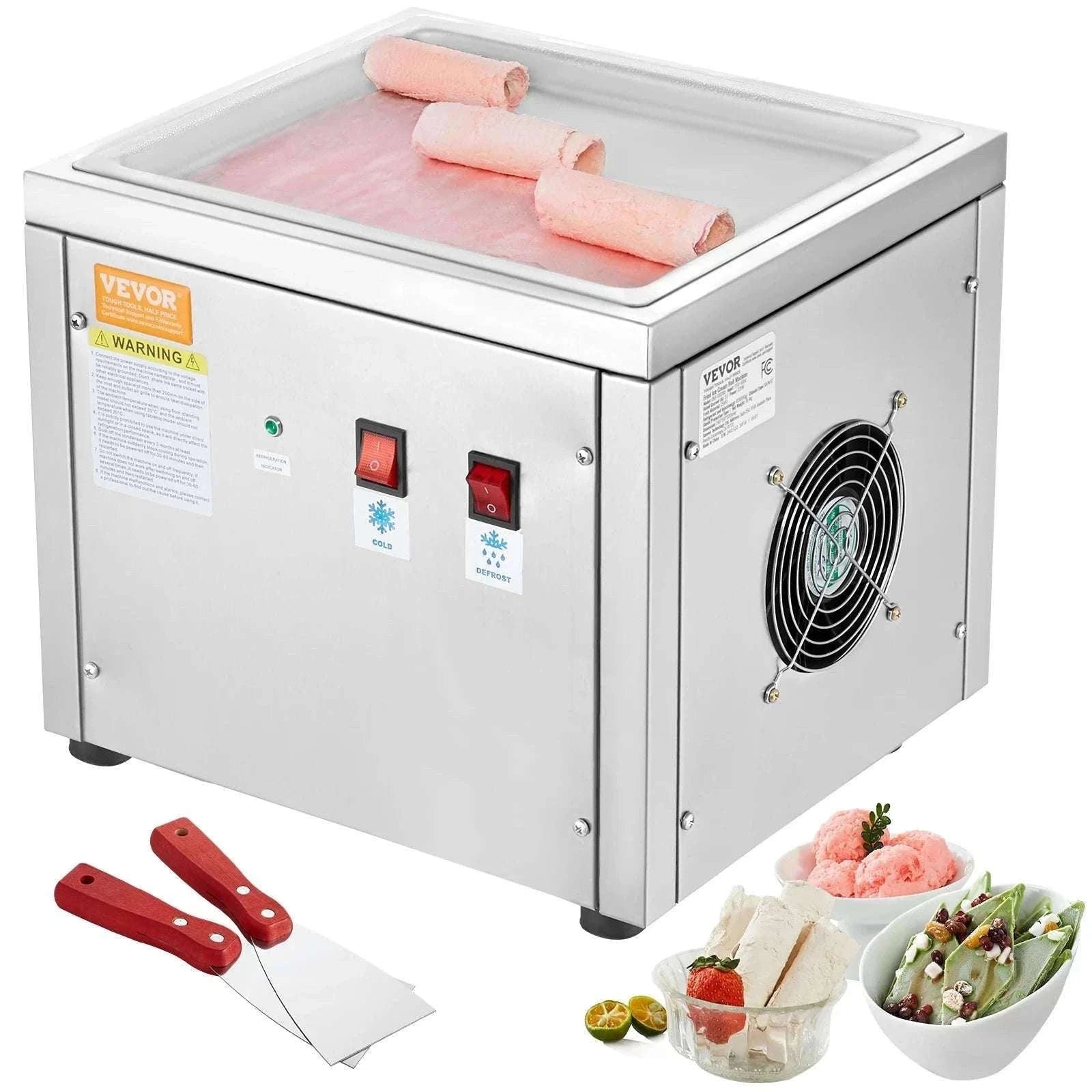 Rolled Ice Cream Maker with Compressor Stainless Steel 500W-france
