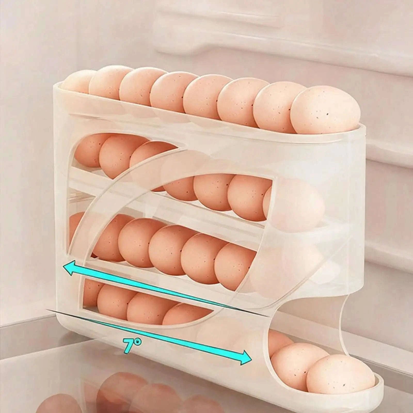 Rolling Egg Rack with Side Door – Holds 30 Eggs, Space-Saving Fridge Organizer-United States / Holds 30 eggs / 4-tier