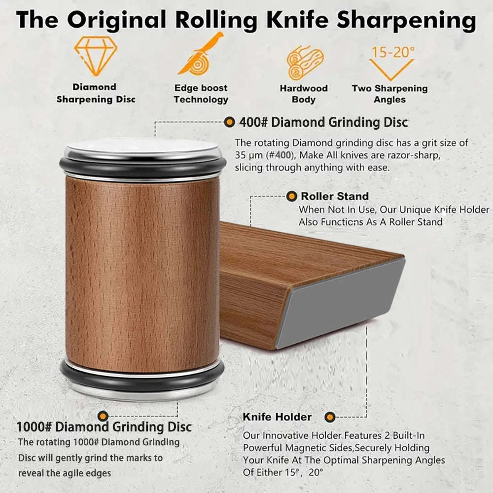Rolling Knife Sharpener with Dual Angle Guide and Diamond Stones-H Set / Ship With 24H / China Mainland