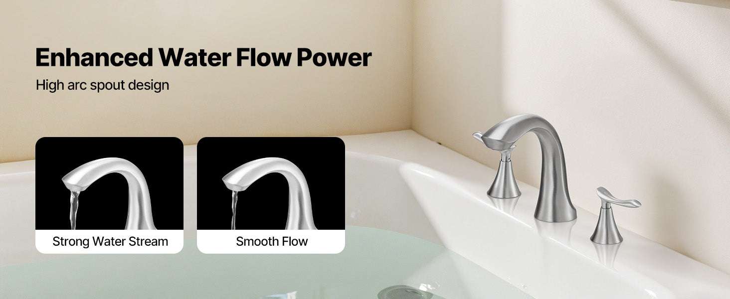 Roman Tub Faucet with Dual Handles Deck Mount Fast Fill Design-Silver / United States