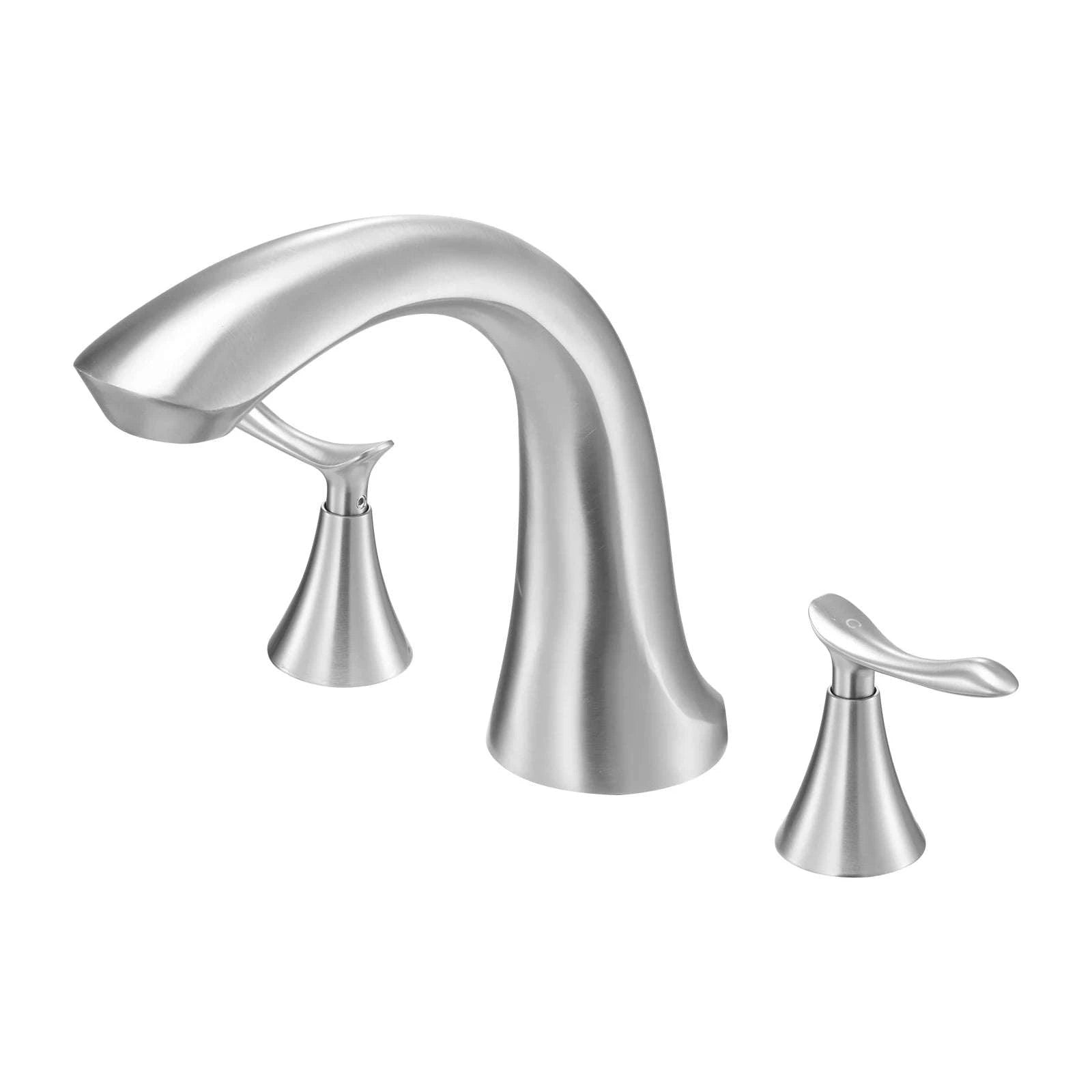 Roman Tub Faucet with Dual Handles Deck Mount Fast Fill Design-Silver / United States
