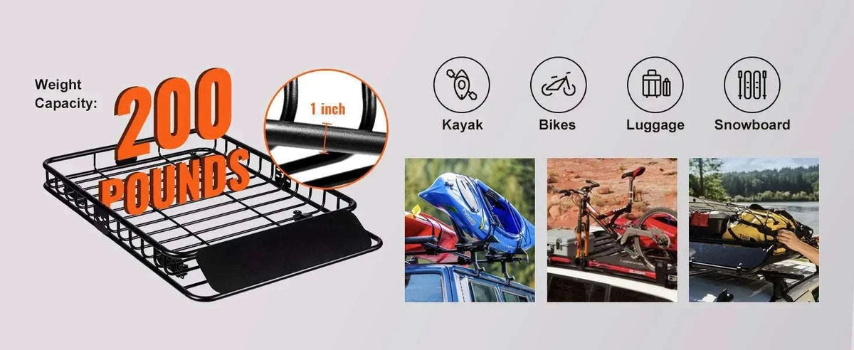 Roof Rack Cargo Basket 200lb Heavy-Duty Rooftop Carrier-51 inches / United States