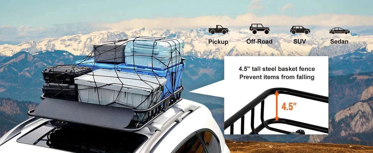 Roof Rack Cargo Basket 200lb Heavy-Duty Rooftop Carrier-51 inches / United States