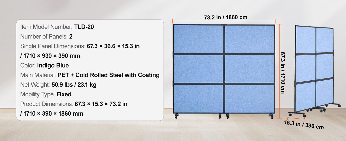 SucceBuy Office Divider 2 Panel Office Partition Freestanding Office Divider Wall Partition & Privacy Divider Reduce loud Noise