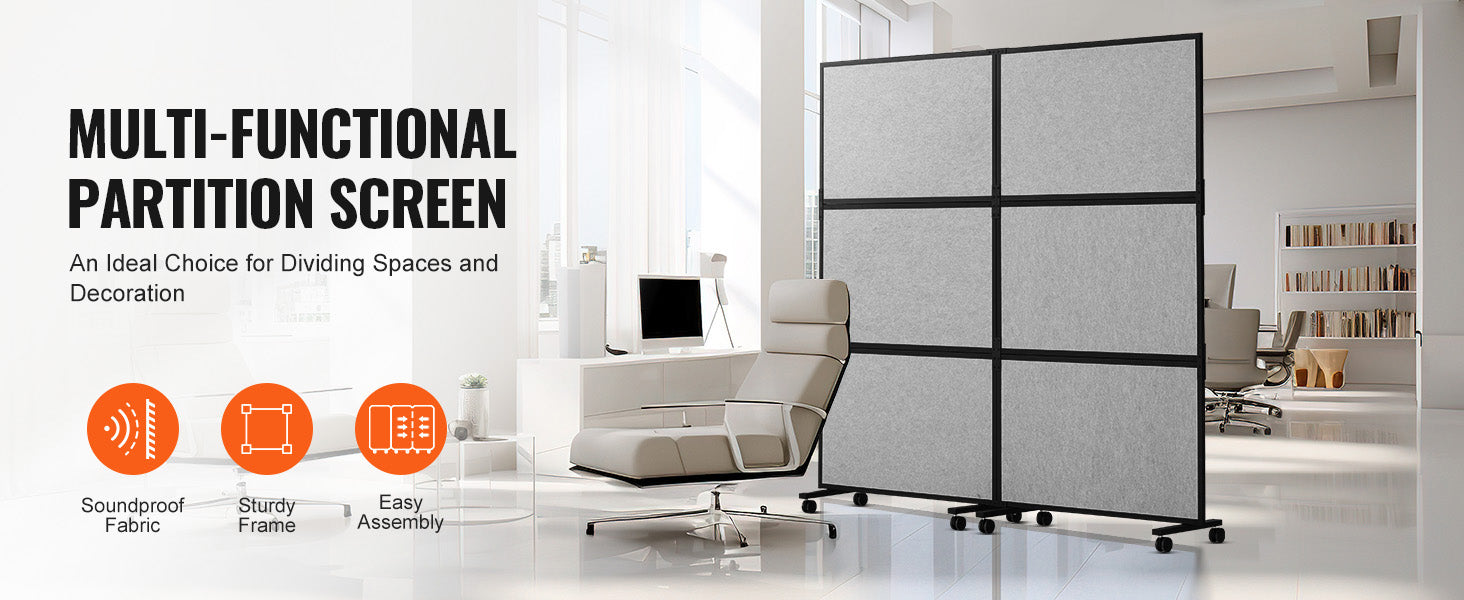 SucceBuy Office Divider 2 Panel Office Partition Freestanding Office Divider Wall Partition & Privacy Divider Reduce loud Noise