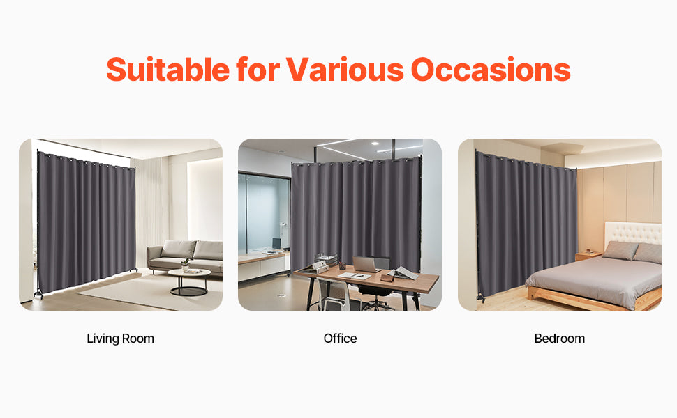 SucceBuy Room Divider Portable Panel Privacy Screen with Wheels Freestanding for Office Bedroom Dining Room Study Gray Decor