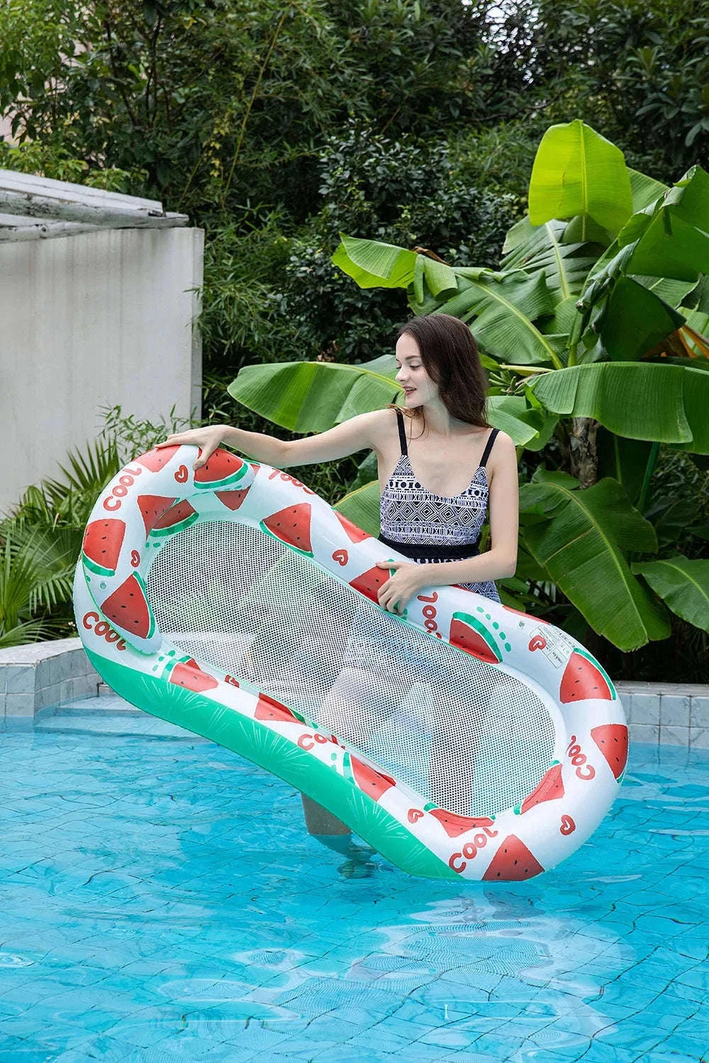Rooxin 4-in-1 Inflatable Water Hammock Pool Float-Blue-1