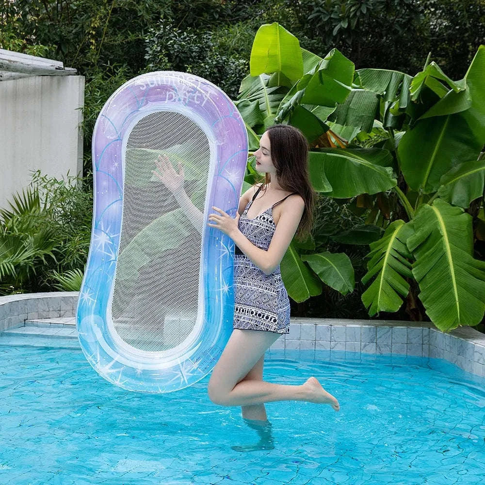 Rooxin 4-in-1 Inflatable Water Hammock – Versatile Pool Float-Blue-1