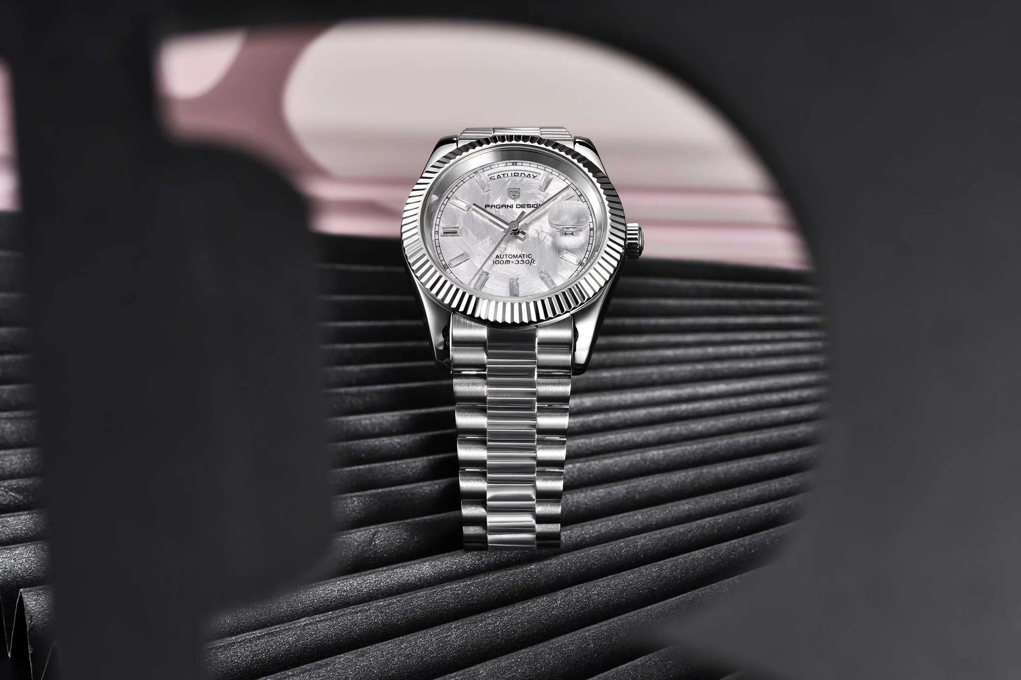 Rose Gold Automatic Mechanical Watch Men NH36A Sapphire 10Bar-White / Option 2 / Italy