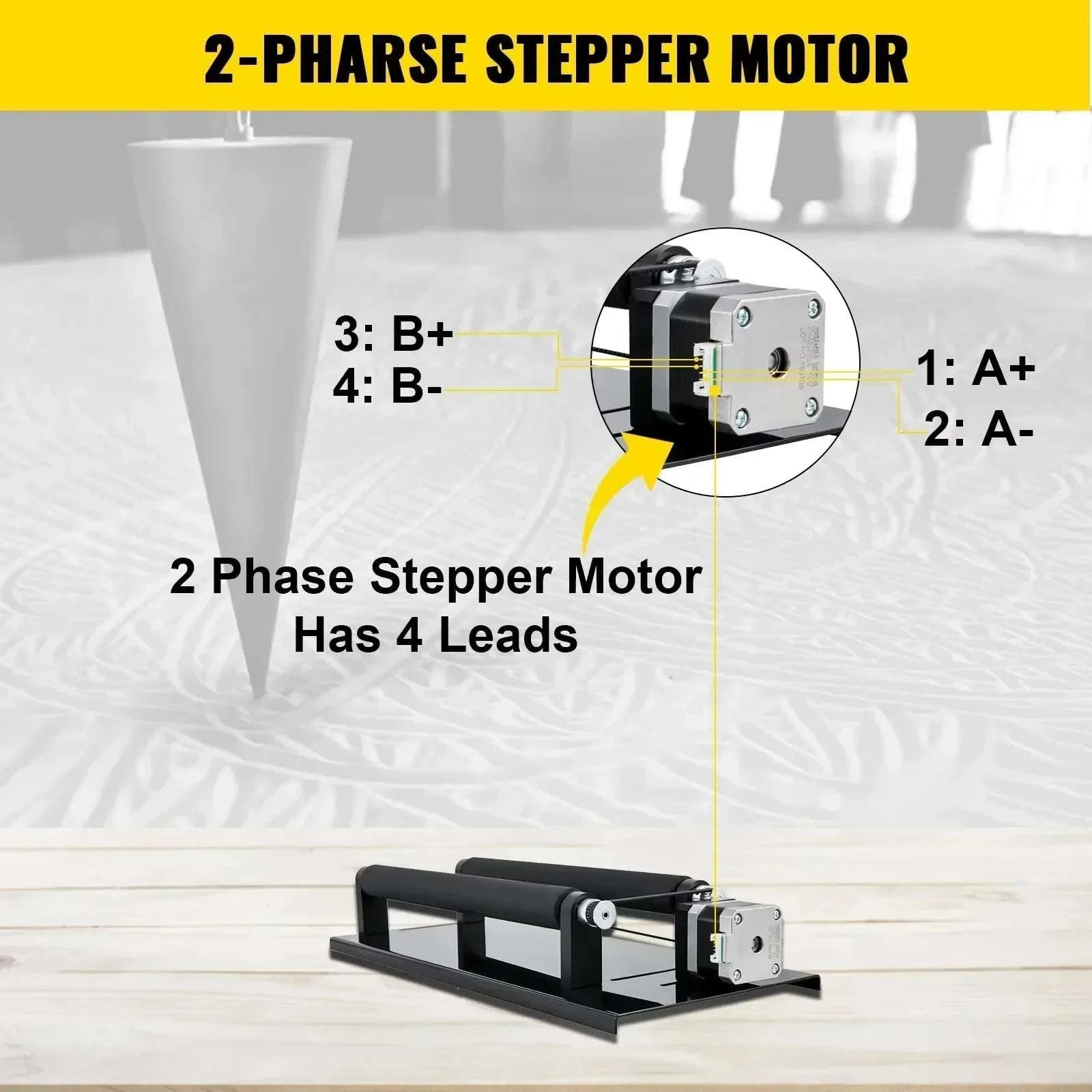 Rotary Axis Attachment for Laser Engraver 4-Wheel 360° Roller-black / United States