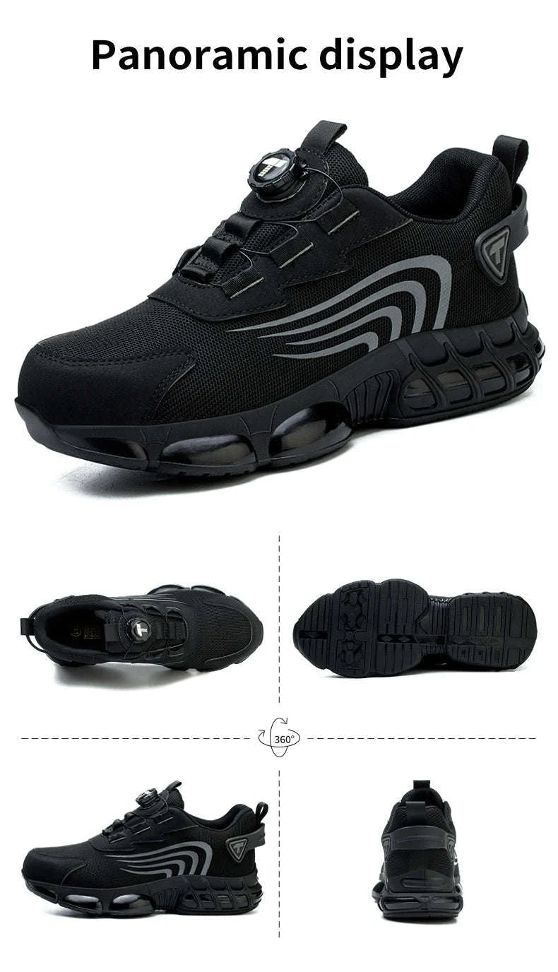 Rotary Button Anti-Impact Work Shoes for Men-D9071 / 38