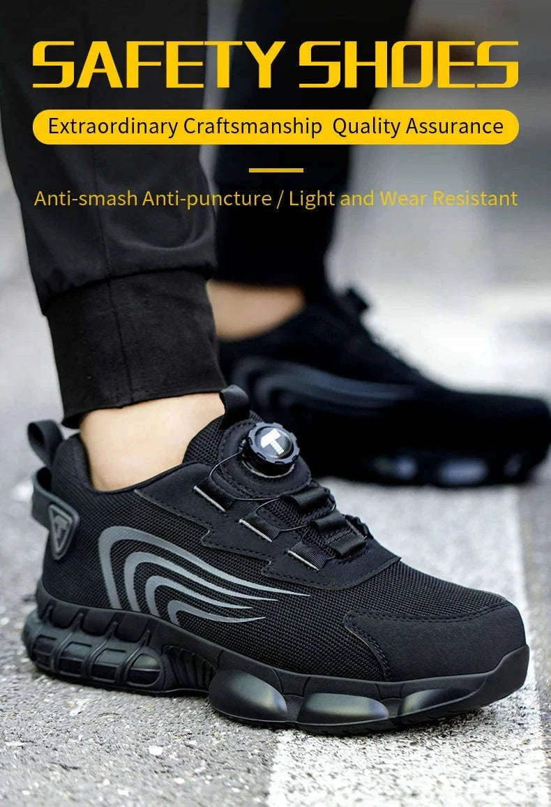 Rotary Button Anti-Impact Work Shoes for Men-D9071 / 38