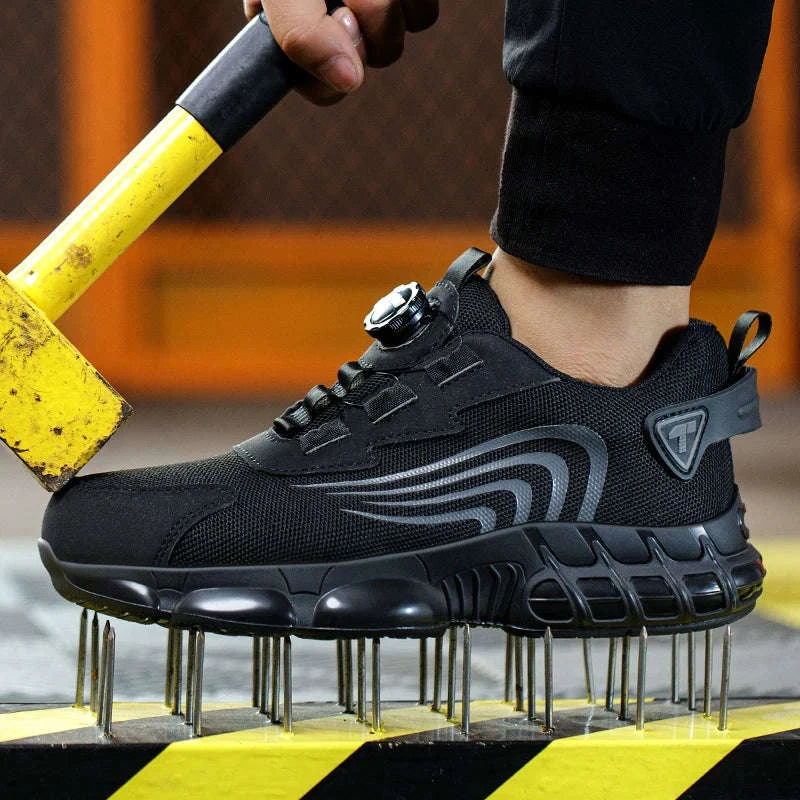 Rotary Button Anti-Impact Work Shoes for Men-D9071 / 38