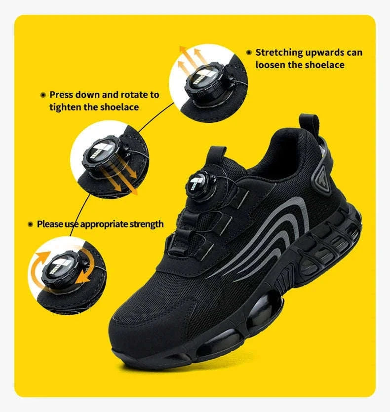Rotary Button Anti-Impact Work Shoes for Men-D9071 / 38