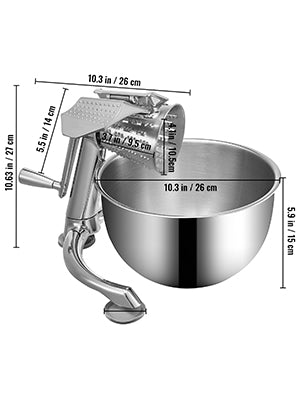 Rotary Cheese Grater with 5 Blades & 2.5L Bowl Manual Slicer