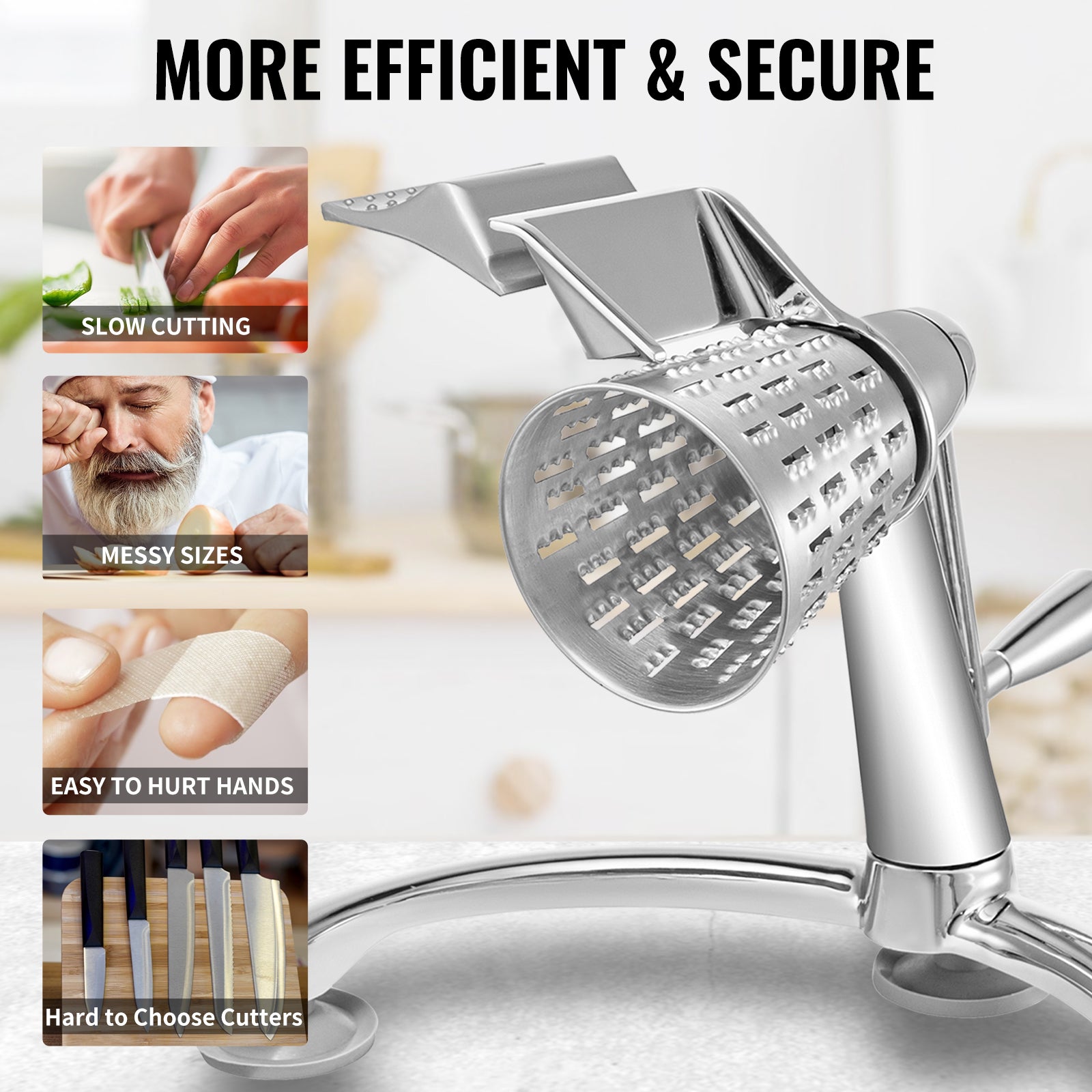 Rotary Cheese Grater with 5 Blades & 2.5L Bowl Manual Slicer